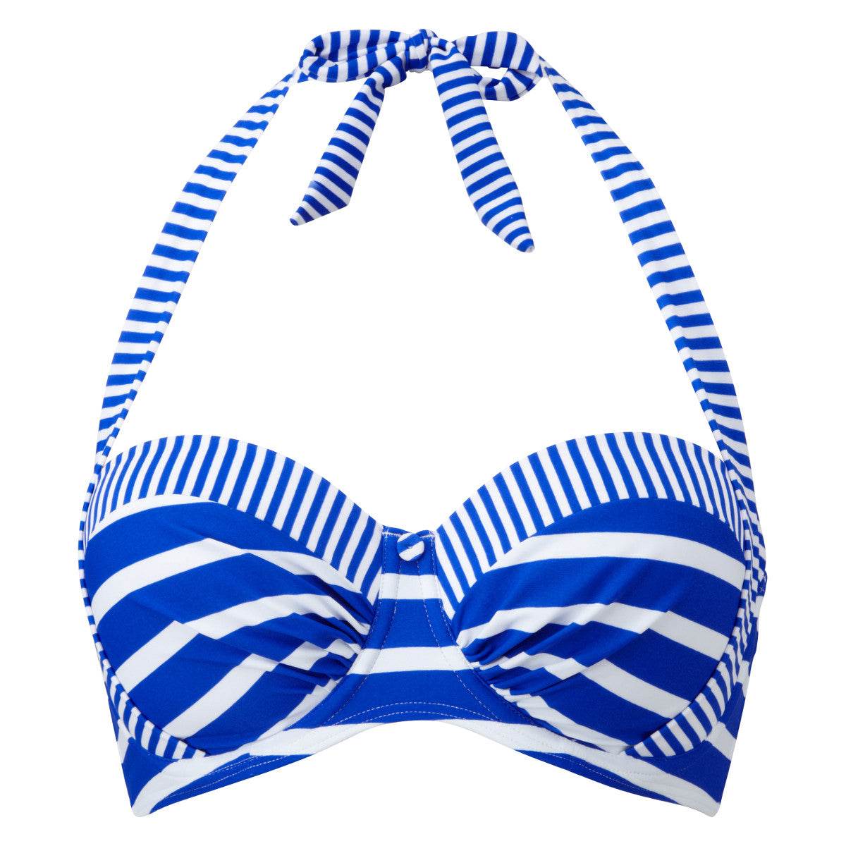 Riviera Blue & White Halter Bandeau Bikini Top - Biamonde